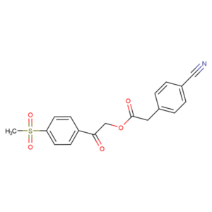 RAM3488... 4-Cyanophenyl&shy;acet&shy;ic acid 2-(4-methansulfo&shy;nylphenyl&shy;)-2-oxo&shy;ethyl ester
